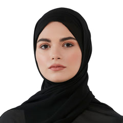 Black chiffon head scarf without headband