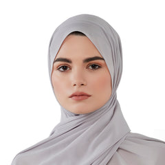 Grey chiffon scarf with headband