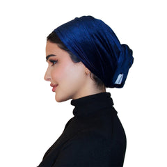 Dark blue velvet turban