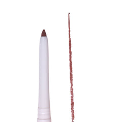 Lip liner with white casing and brown tip on a white background