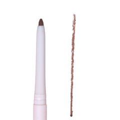 Eyebrow pencil with brown tip and pink casing on a white background