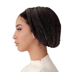 Black Shimmer Cap Turban