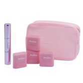 Pink cosmetic set with 'Hansen' branding on a white background