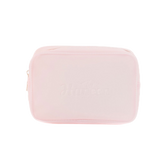 Pink rectangular pouch on a white background