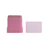 Pink makeup stick with a white cap on a white background