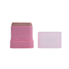 Pink makeup stick with a white cap on a white background