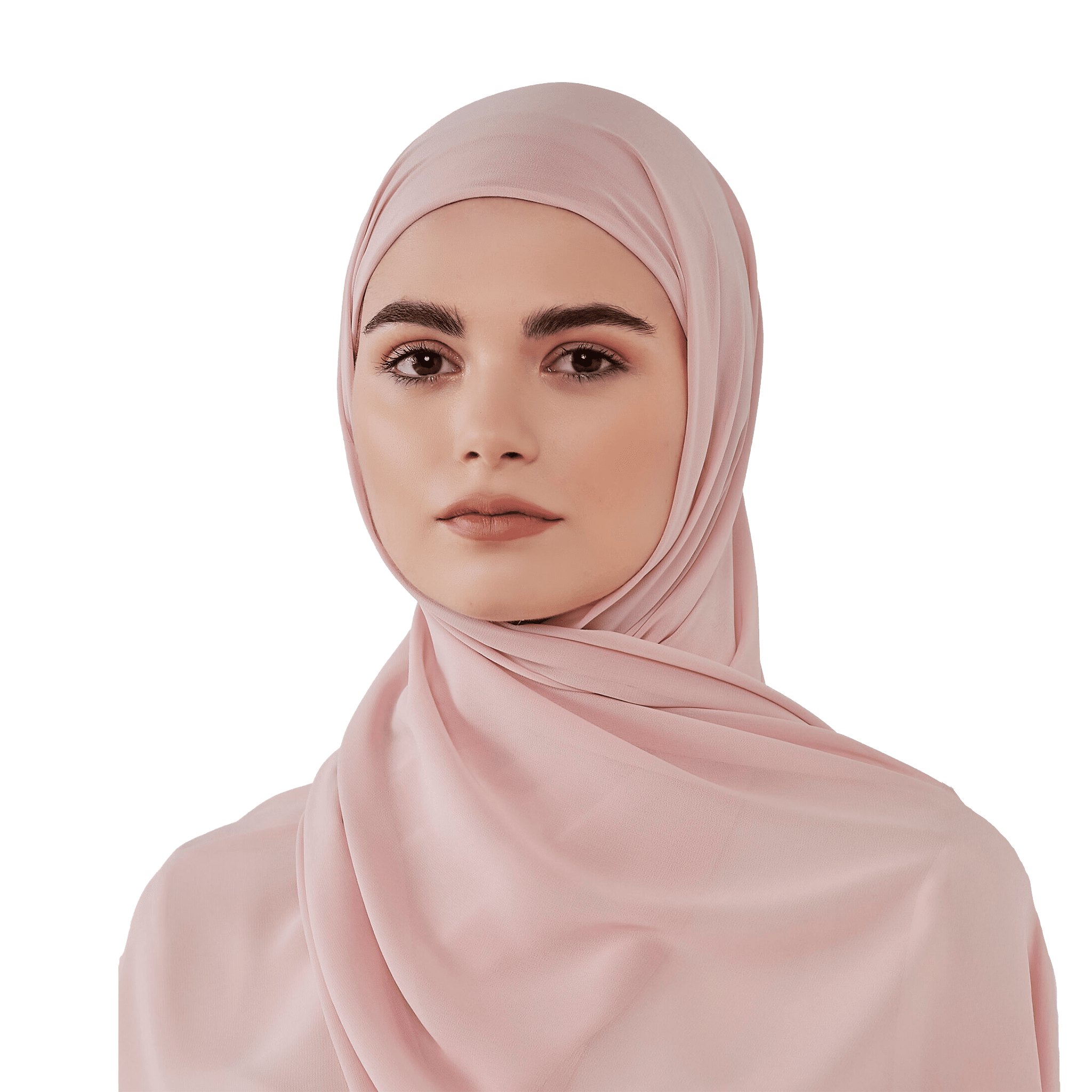 Blush chiffon scarf with headband