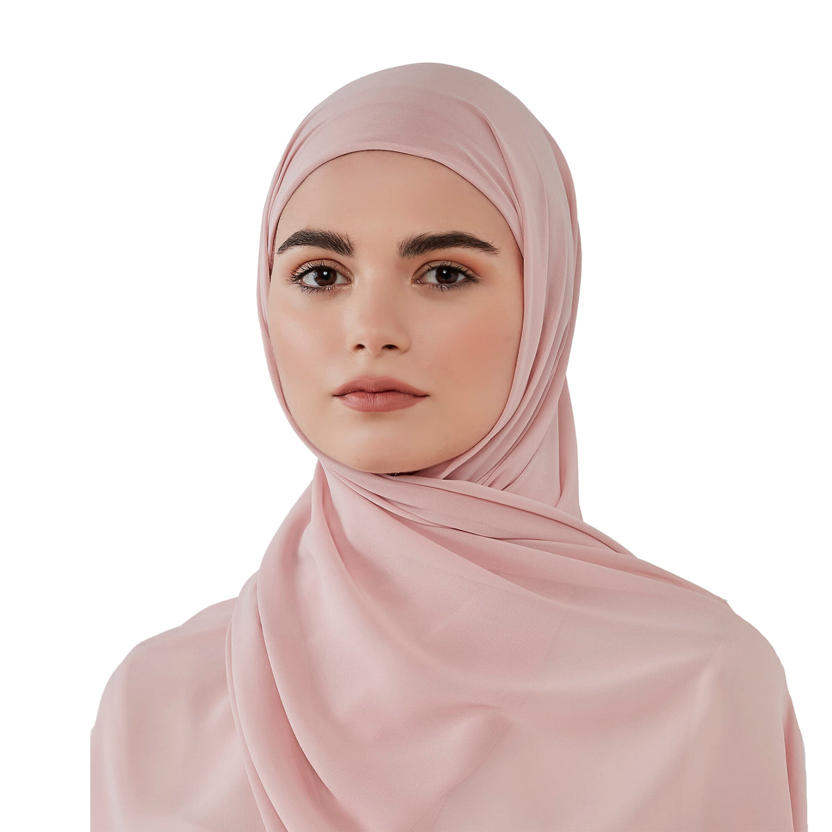 Blush chiffon scarf with headband