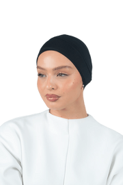 Signature Black Cotton Turban – Anti Slip Clips