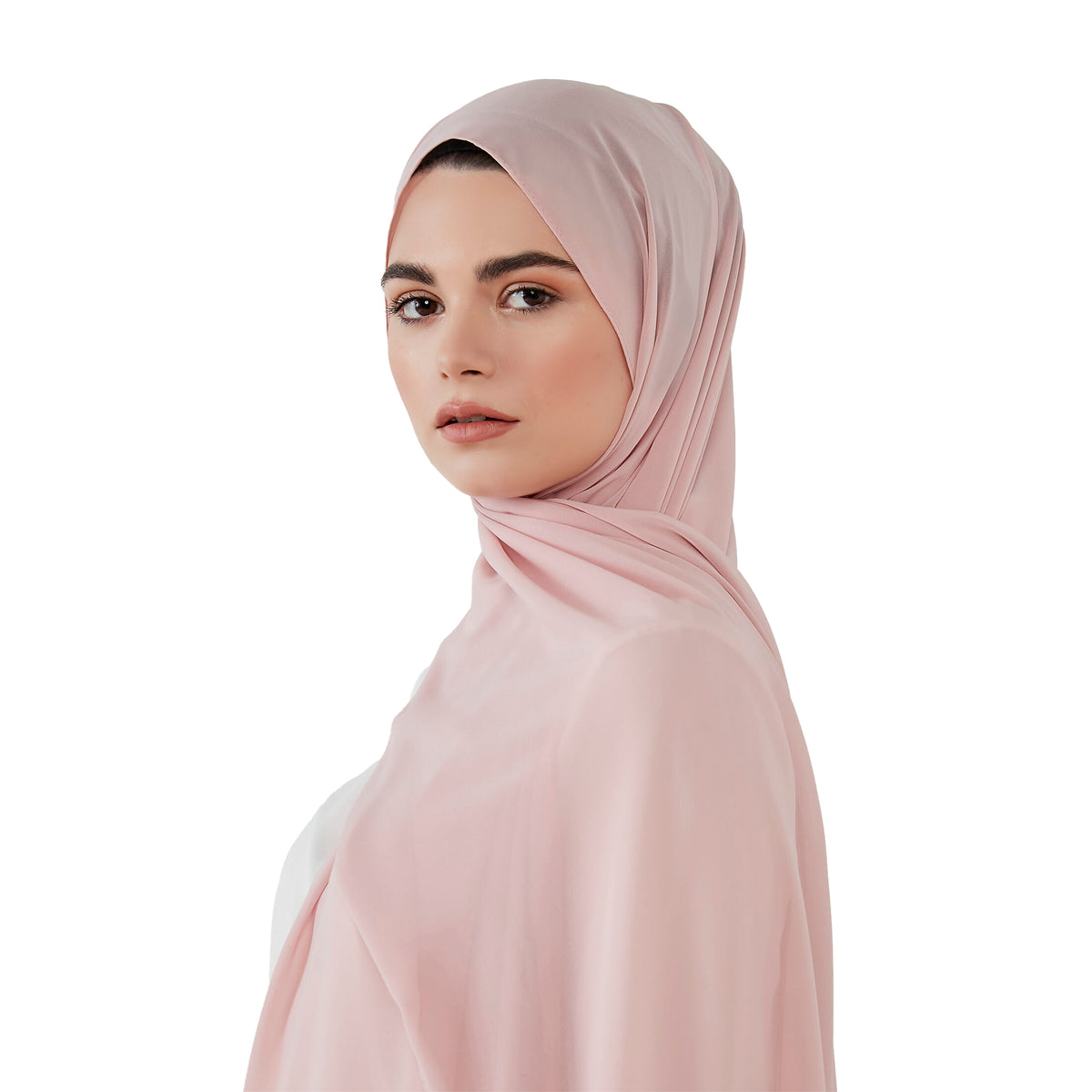 Blush chiffon scarf without headband