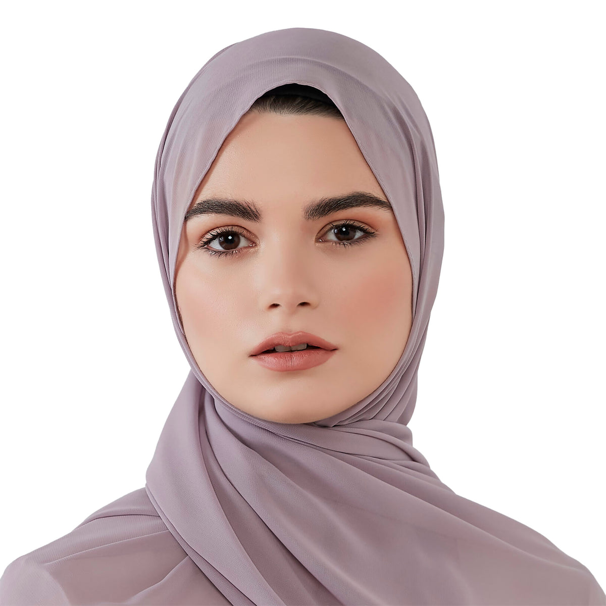Light mauve chiffon scarf without headband