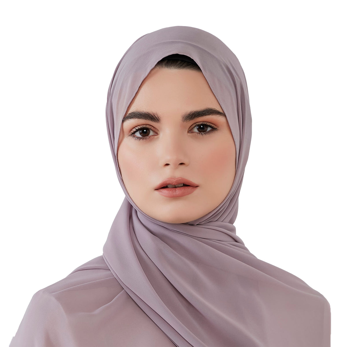 Light mauve chiffon scarf with headband
