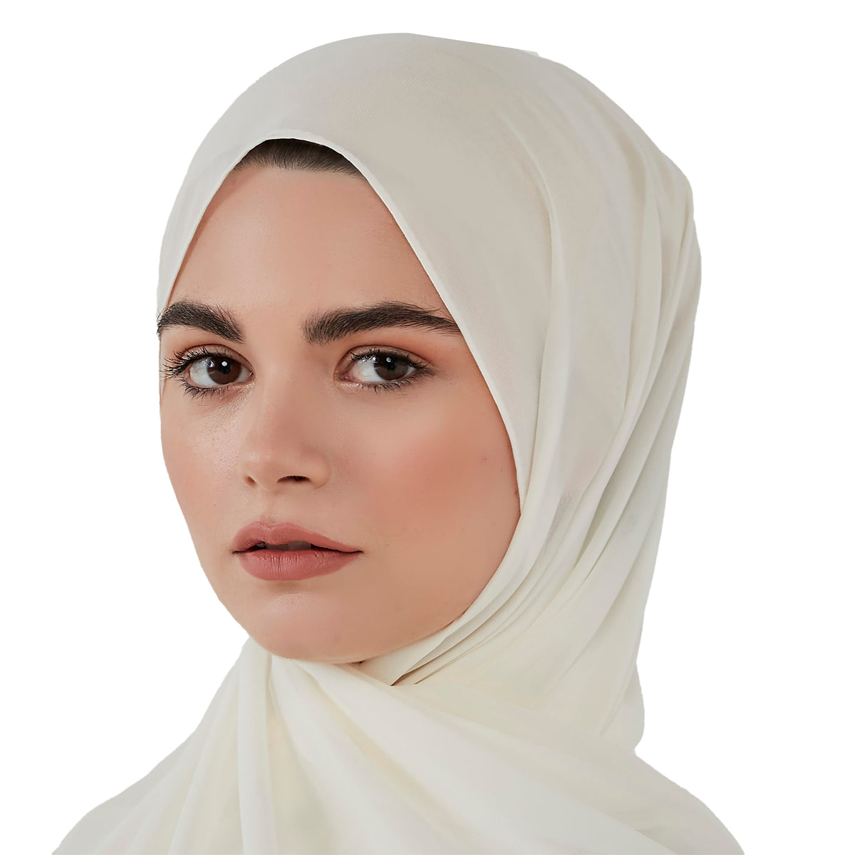 Off-white chiffon scarf without headband