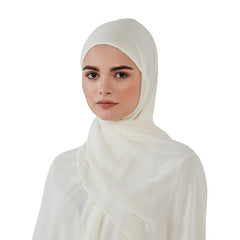 White chiffon scarf without headband
