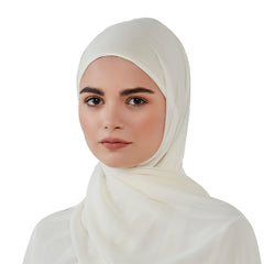 Off-white chiffon scarf with headband