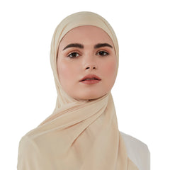 Beige chiffon scarf with headband