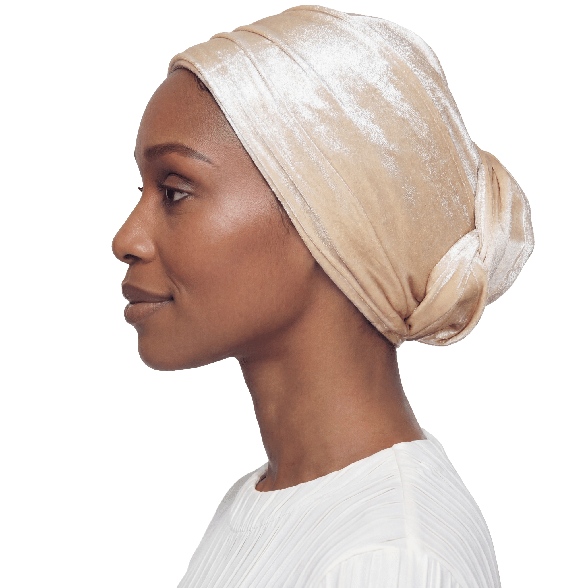 Beige Velvet Turban