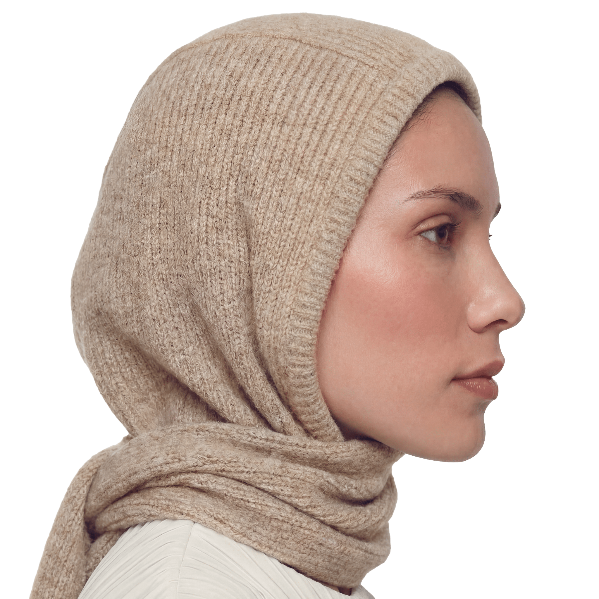 Haneen Al Saify Beige Wool Turban – Adjustable & Stylish Haneen Al Saify Beige Wool Turban – Adjustable & Stylish