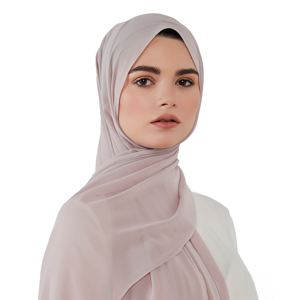 Powder chiffon scarf without headband