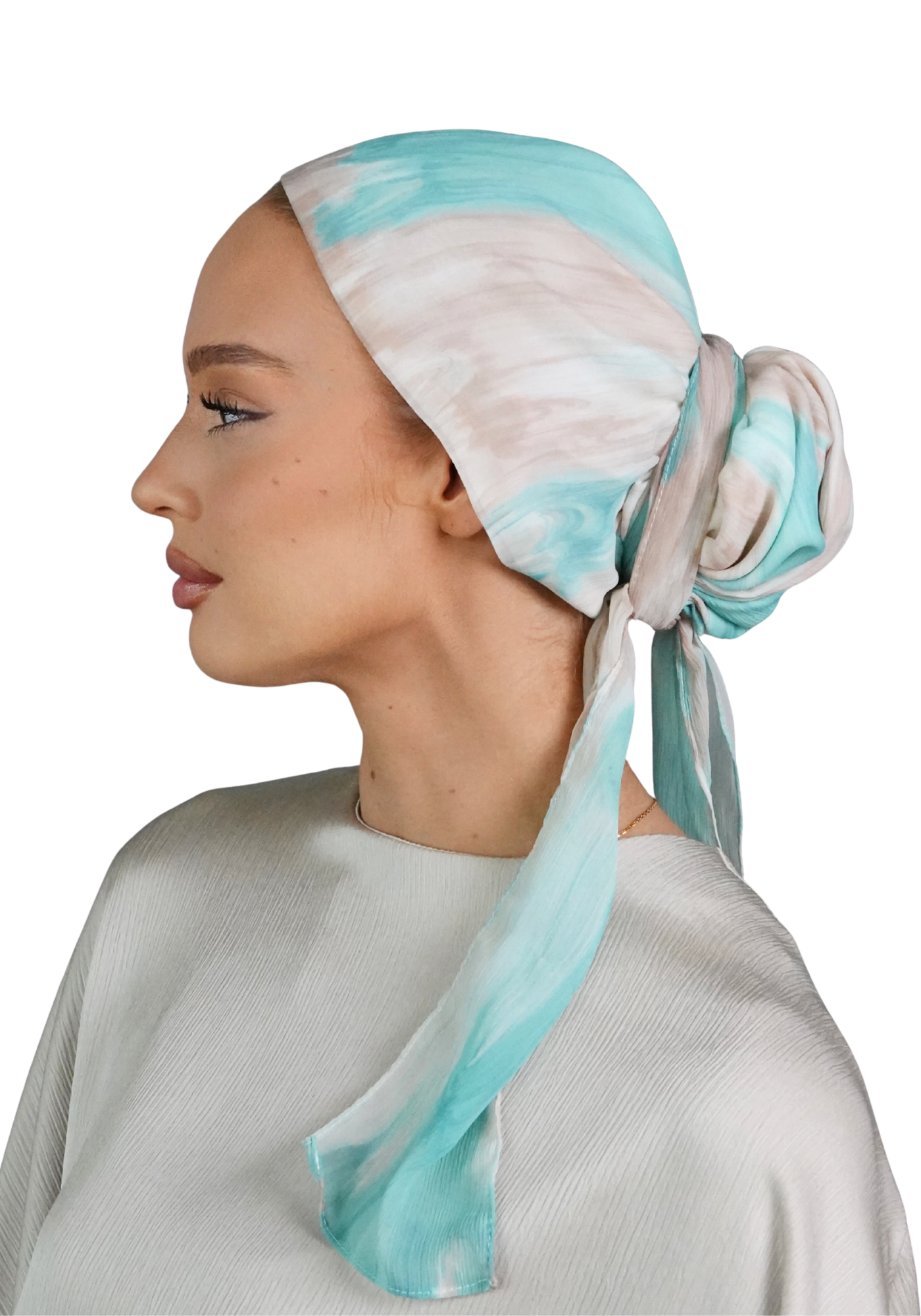 Chiffon Scarf – Mint Waves