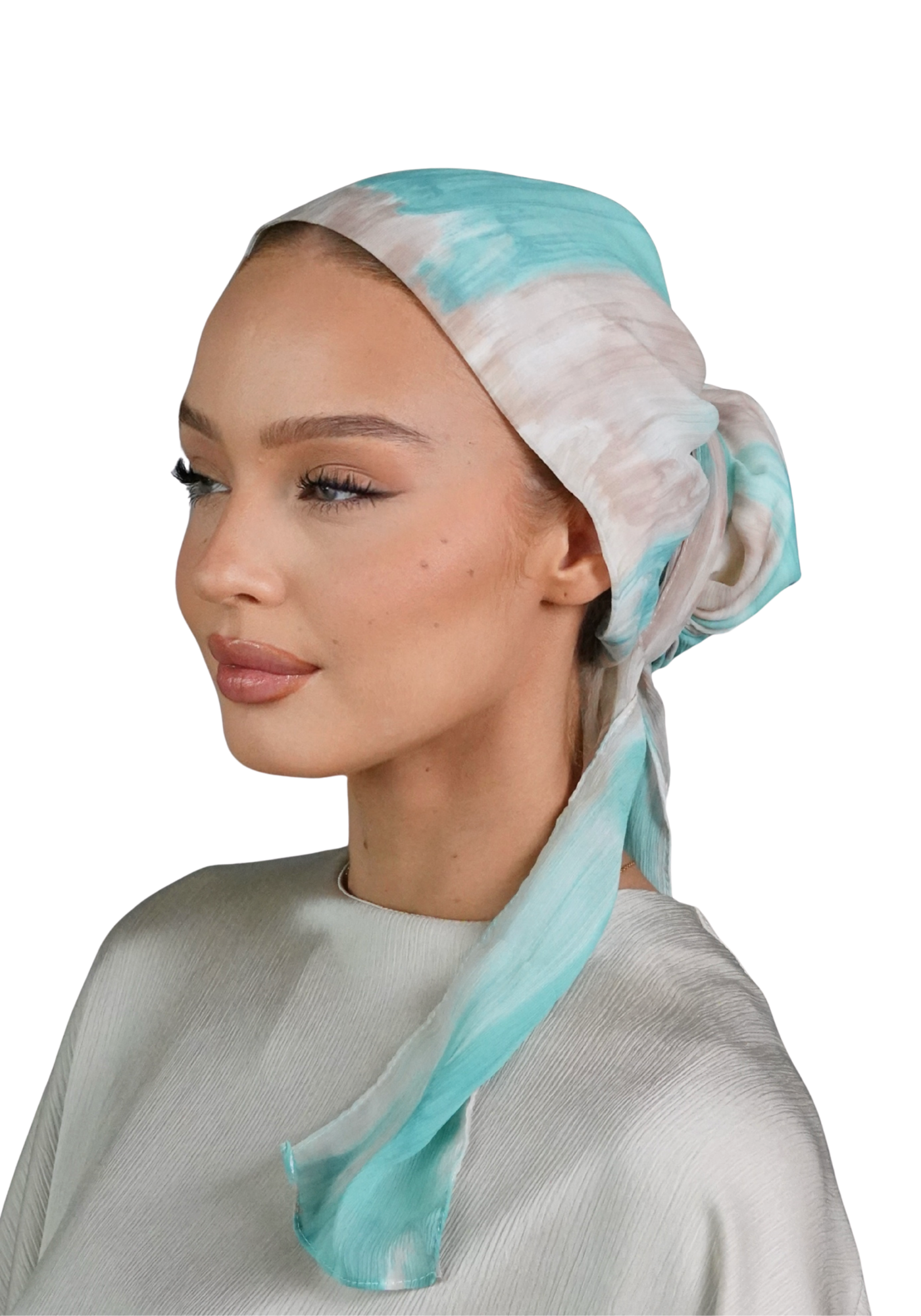 Chiffon Scarf – Mint Waves