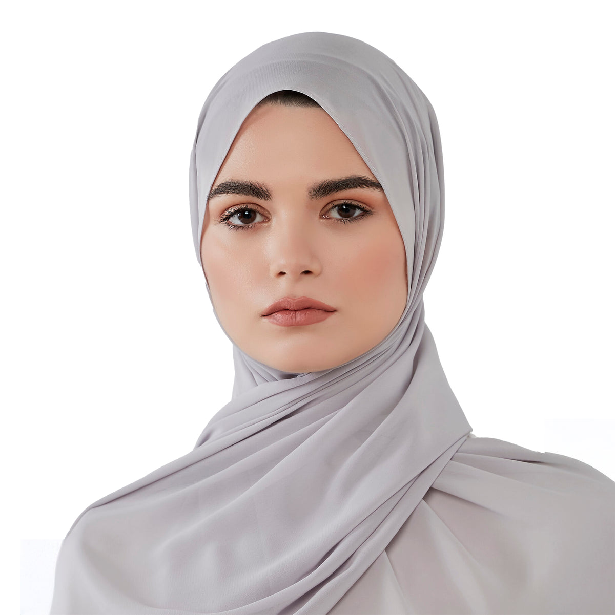 Grey chiffon scarf without headband