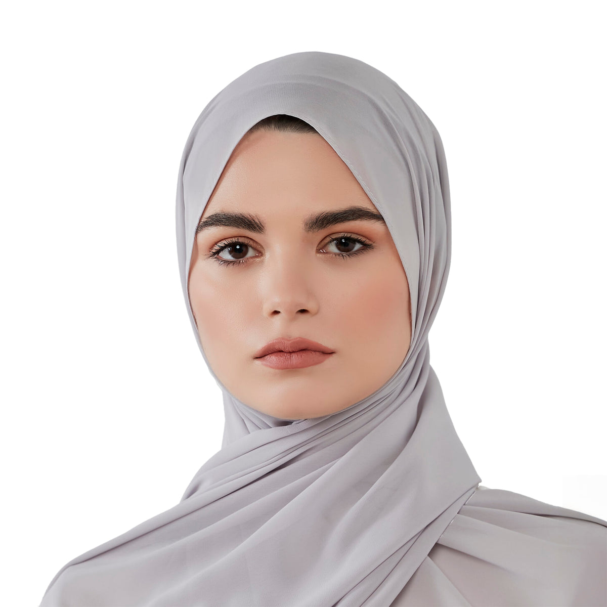 Grey chiffon scarf with headband