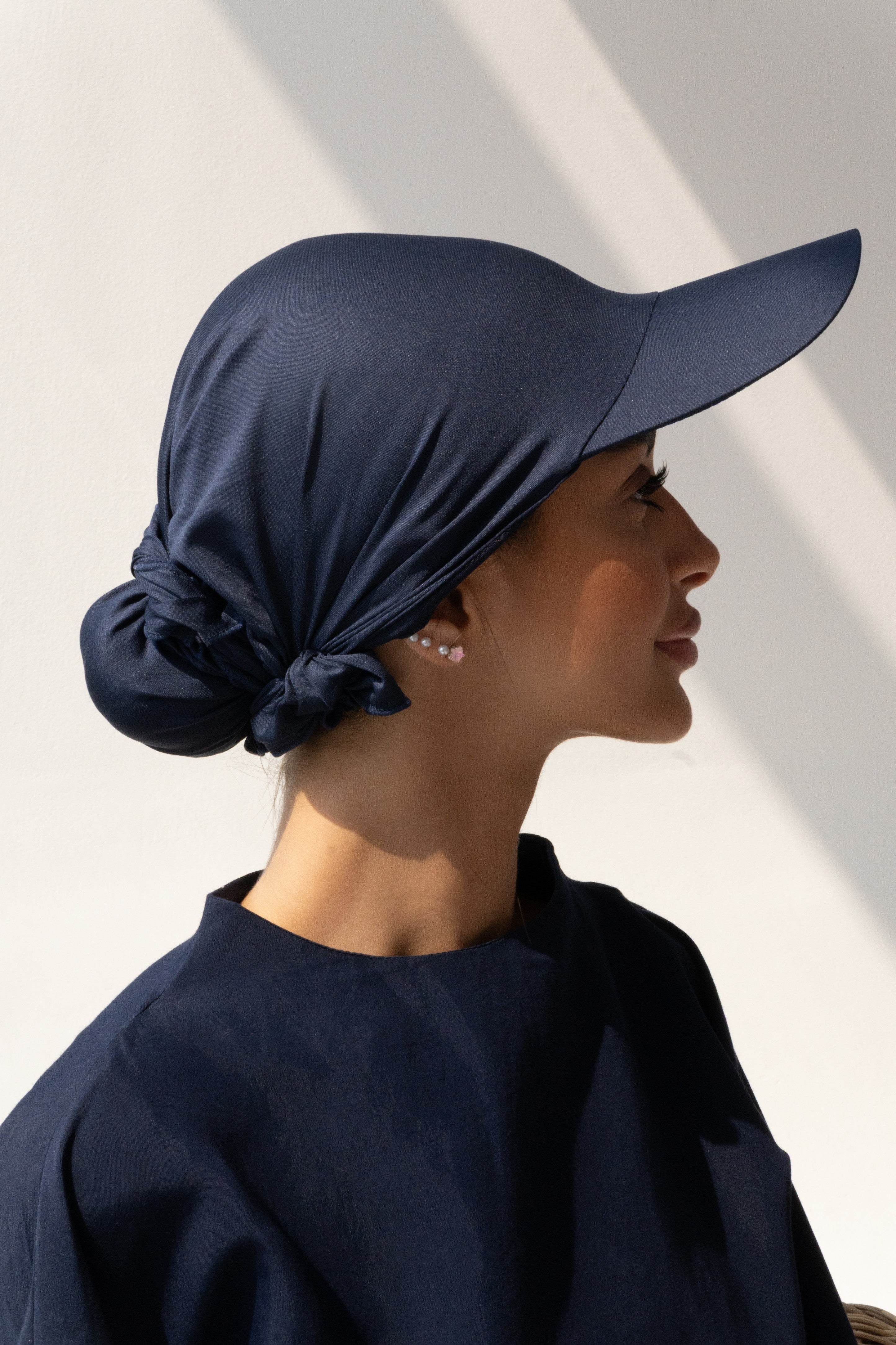Navy Blue Cap Scarf | Haneen Al Saify – Haneenalsaify