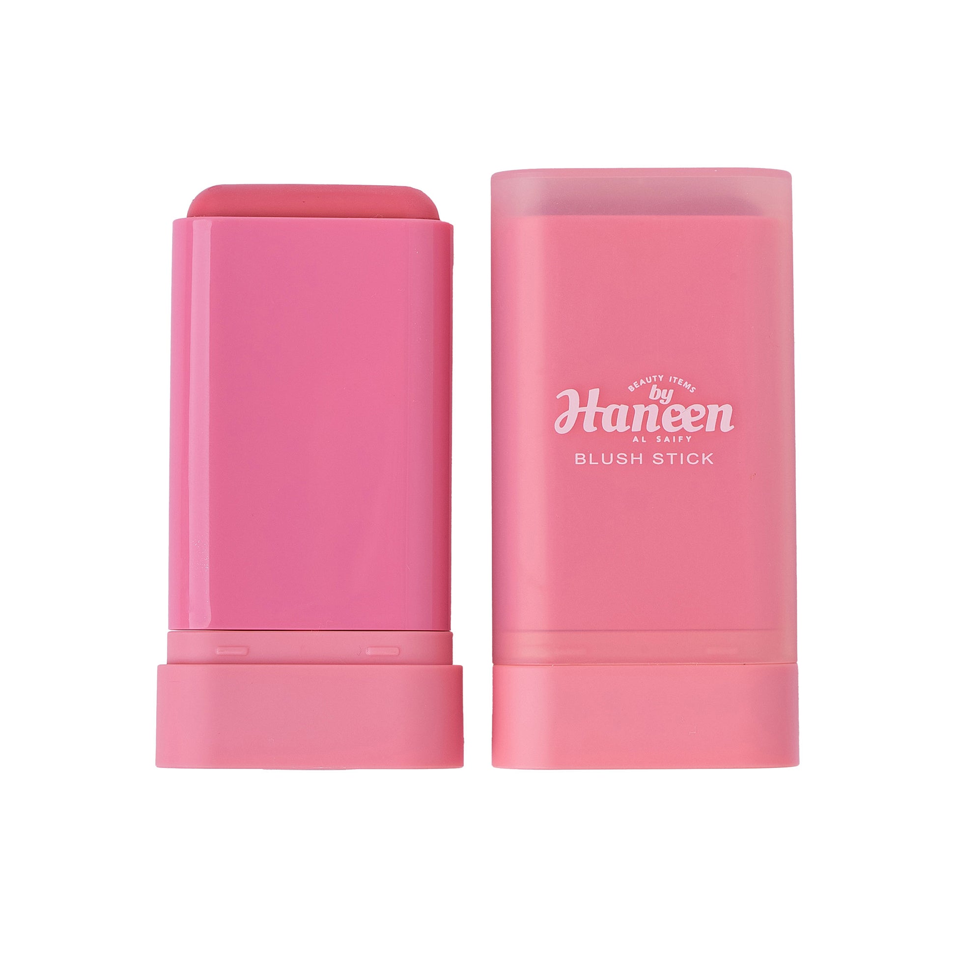 Pink blush stick with 'Haneen' branding on a white background