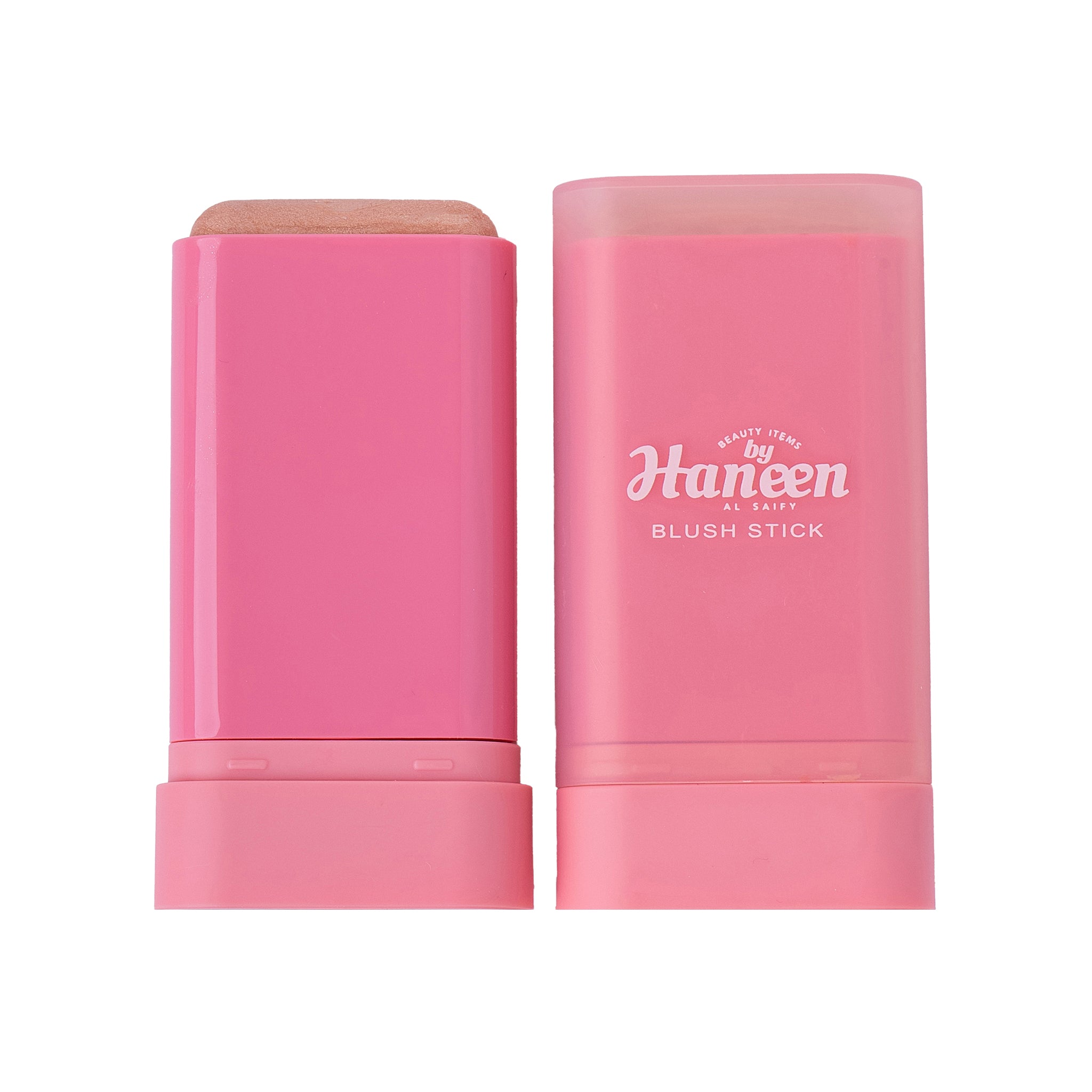 Pink blush stick with 'Haneen' branding on a white background