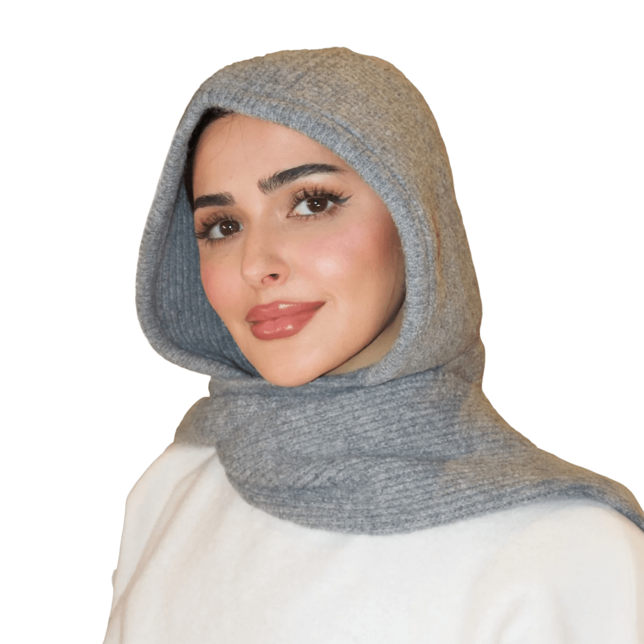 حجاب شتوي من الصوف الرمادي
