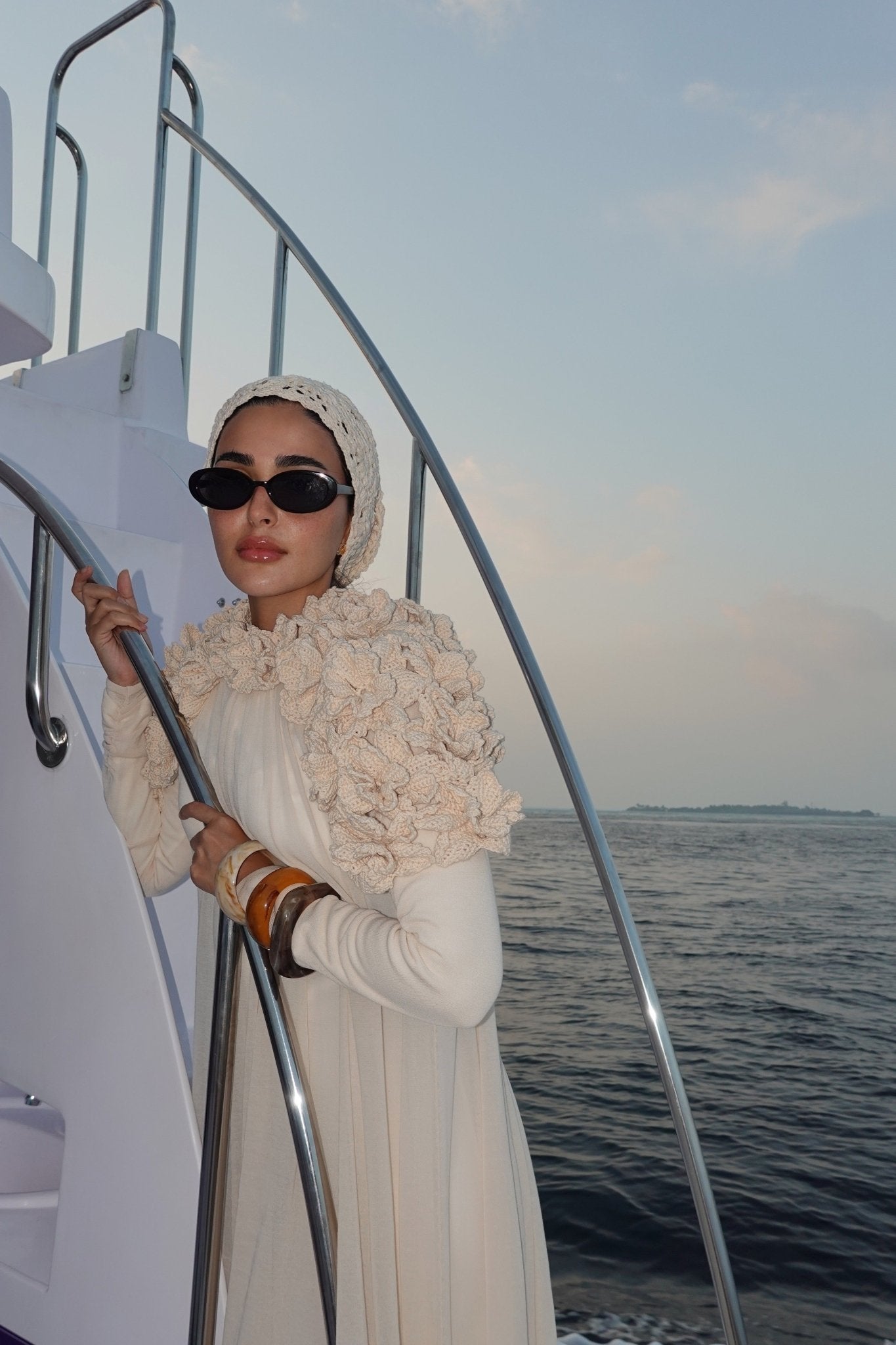 Beige Crochet Cap Turban