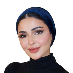 Dark blue velvet turban