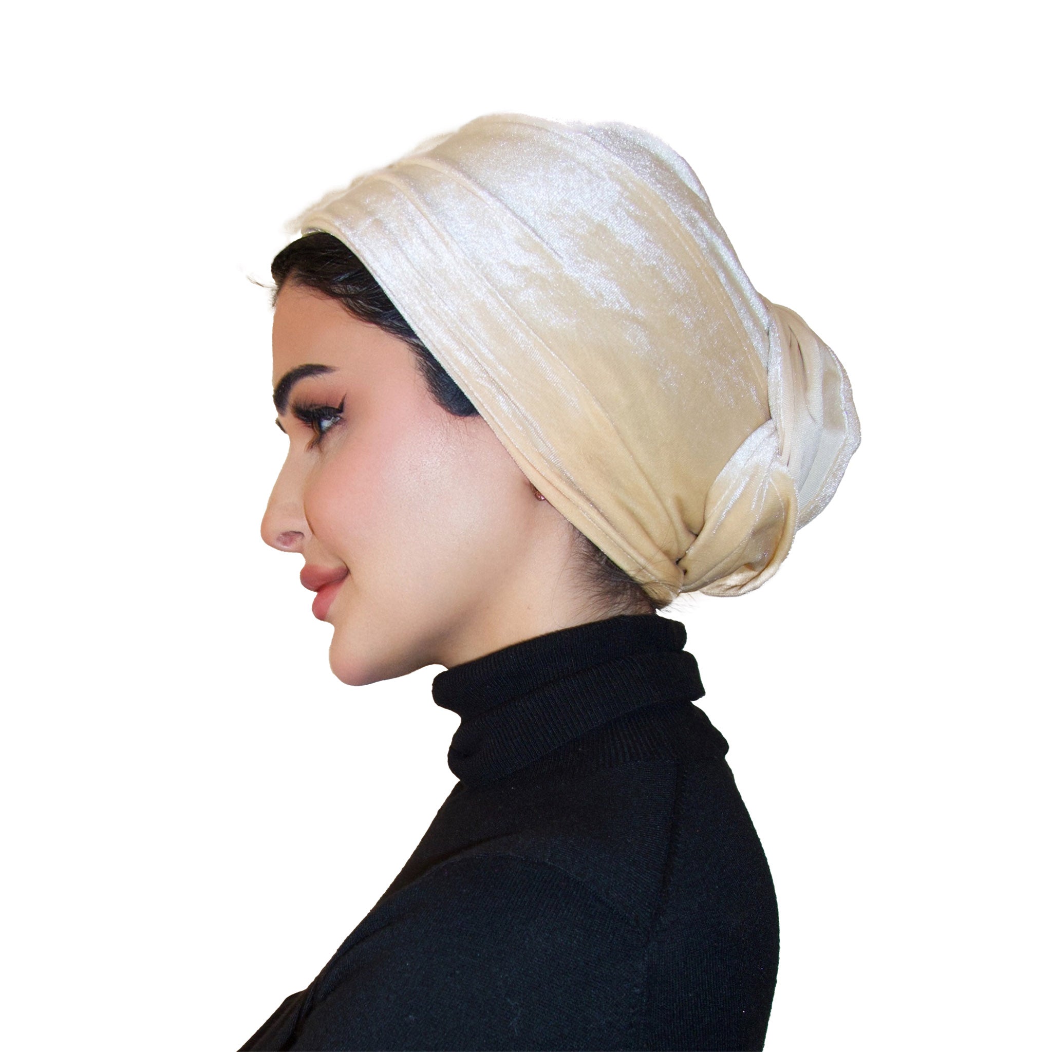 Beige Velvet Turban