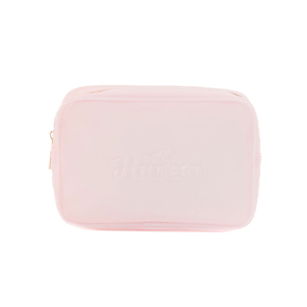 Pink rectangular pouch on a white background