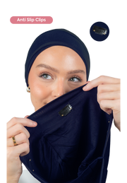 Signature Royal Blue Cotton Turban – Anti Slip Clips