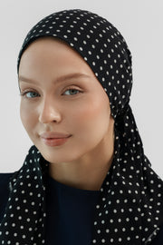 Polka Dot Black Cotton Turban