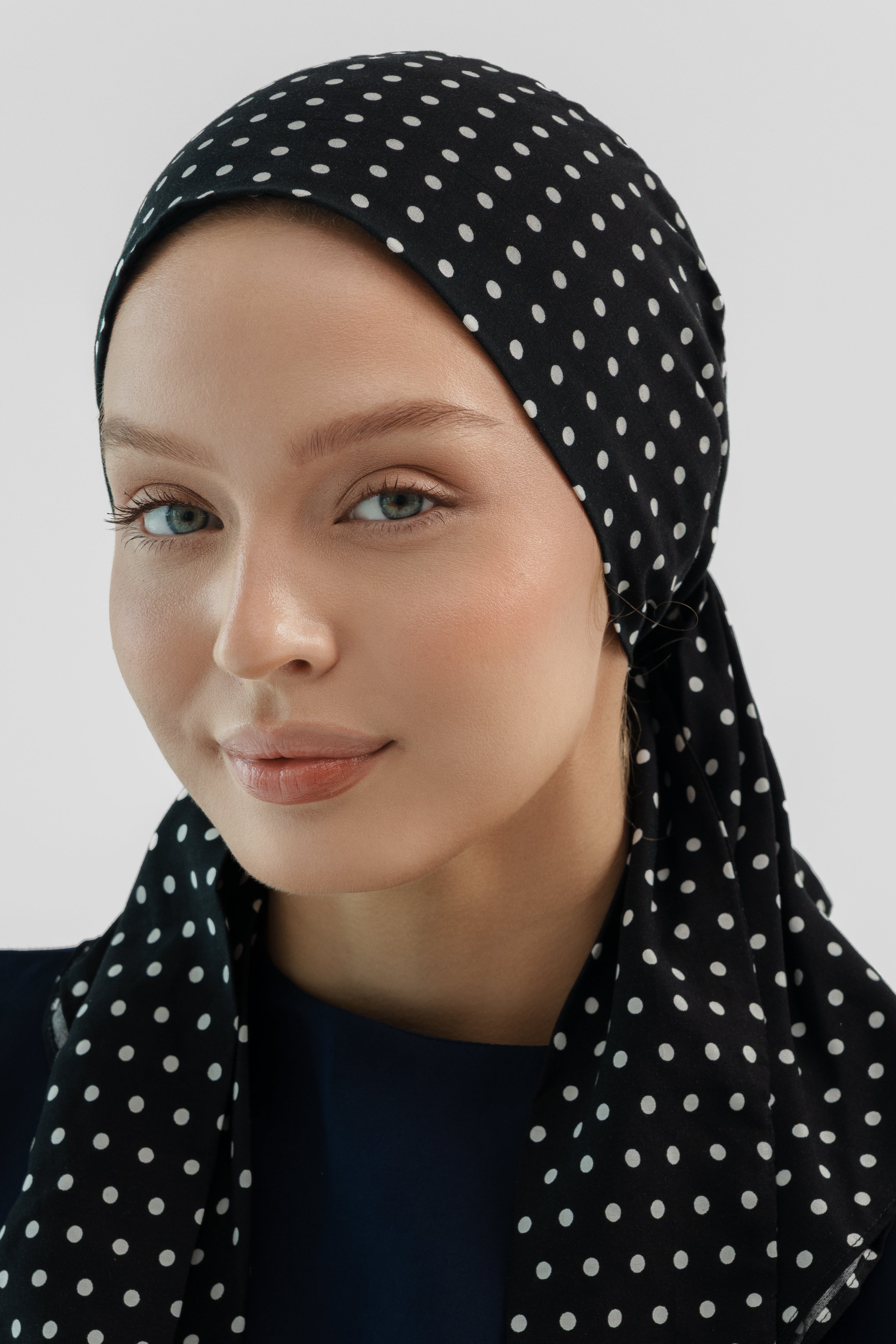 Polka Dot Black Cotton Turban