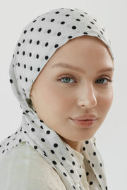 Polka Dot White Cotton Turban