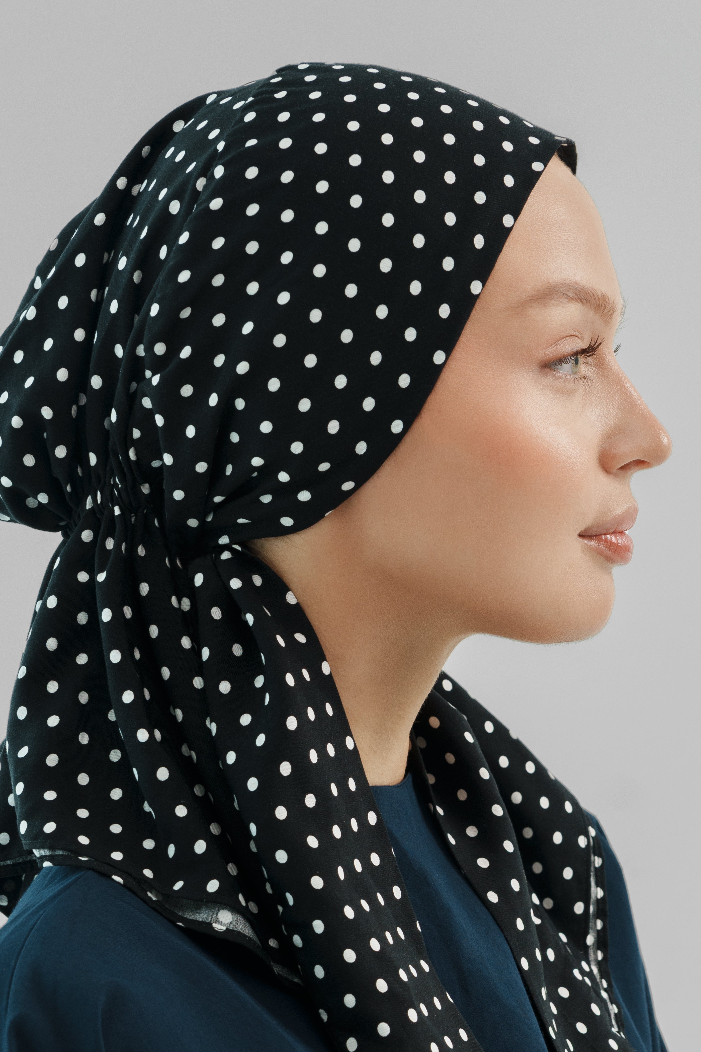 Polka Dot Black Cotton Turban