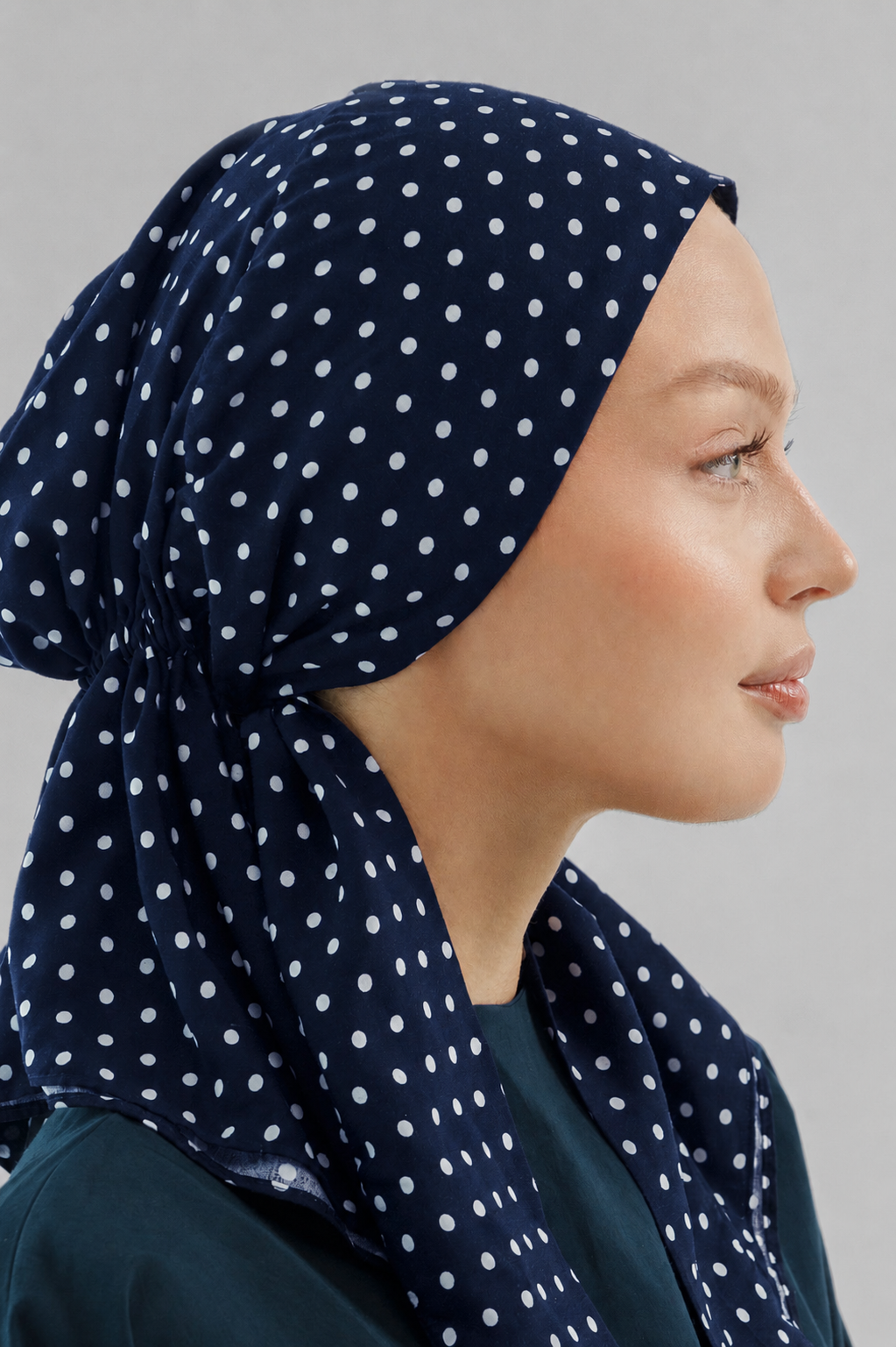 Polka Dot Navy Blue Cotton Turban