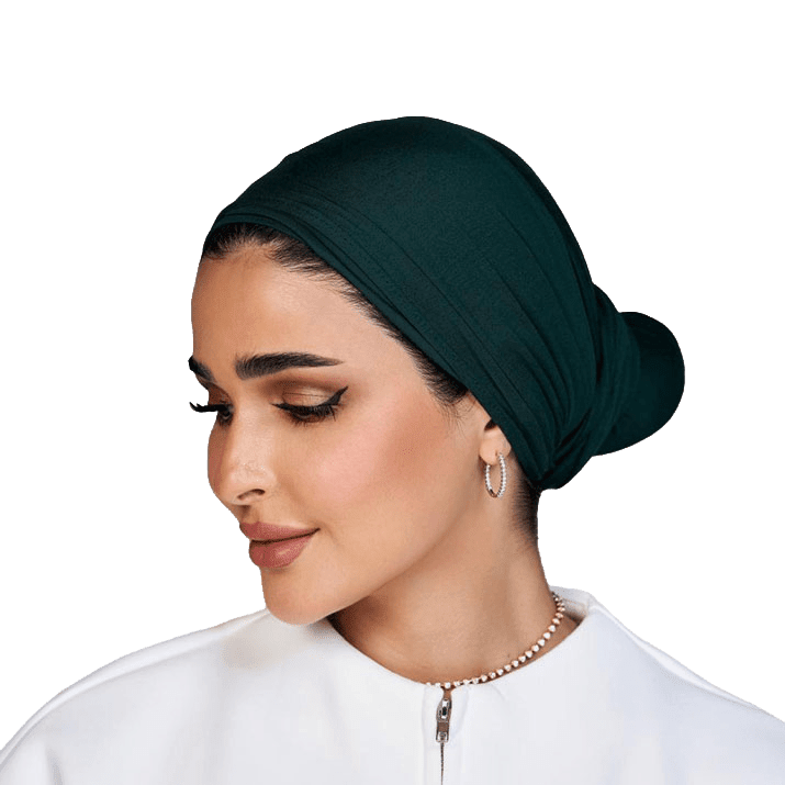 توربان قطني مميز باللون الأخضر البترولي