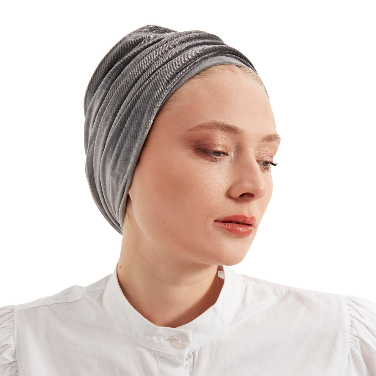 Grey velvet turban