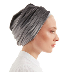 Grey velvet turban