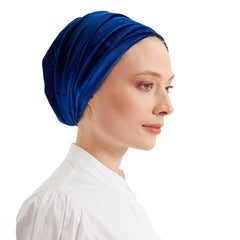 Dark blue velvet turban