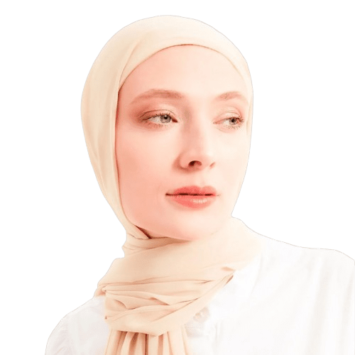 Off-white chiffon scarf with wrapped/tie headband
