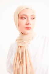 Off-white  chiffon scarf with wrapped/tie headband - Haneenalsaify