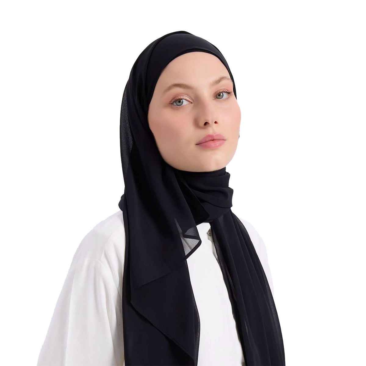 Black Chiffon Scarf with Wrapped Tie Headband | Modest Wear