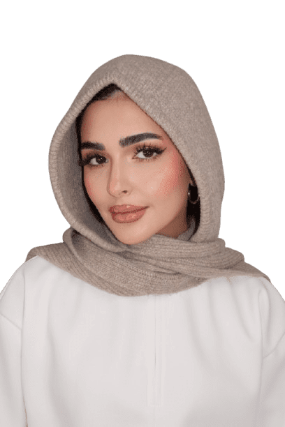 حجاب شتوي من الصوف البيج