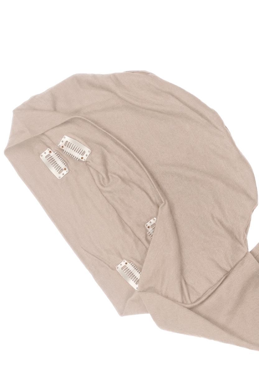 Signature Beige Cotton Turban – Anti Slip Clips